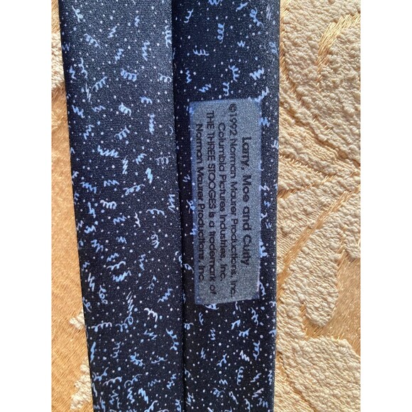 Vintage 90s Tie 1990s Three Stooges Larry Moe Curly Black & White Funny Necktie - Picture 7 of 8